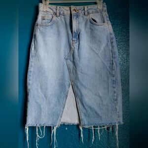 Top Shop Moto Denim Skirt size 8 light Wash Western Cowgirl